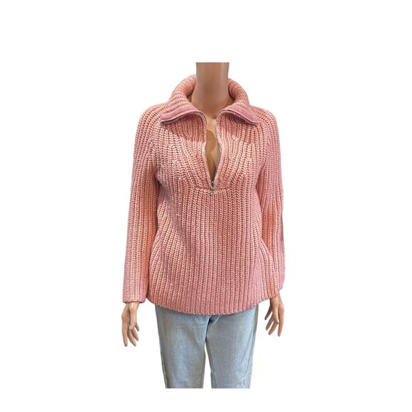 Ann Taylor Sweaters - Ann Taylor Half Zip Chunky Knit Sweater Pink Women's X Small